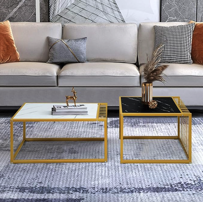 Комплект журнальних столів Costway Scorpion зі штучного мармуру