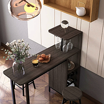 Барний стіл зі стільцями Costway Bistro з тримачем винних келихів коричневий, фото 4