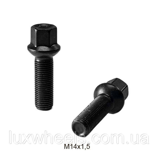 Болт колісний М14x1,5x40 мм Сфера R14 Чорний цинк Ключ 17 Farad (Італія)подовжений для Mercedes-Benz