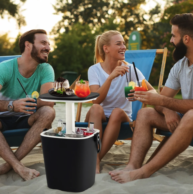 Стіл-холодильник Costway Gobar 3-в-1 з підіймальною кришкою 15L чорний