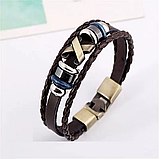 Чоловічий шкіряний браслет X з екошкіри вставки сталь із пряжкою, фото 3