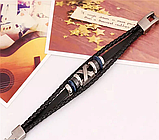 Чоловічий шкіряний браслет X з екошкіри вставки сталь із пряжкою, фото 4