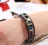 Чоловічий шкіряний браслет X з екошкіри вставки сталь із пряжкою, фото 5