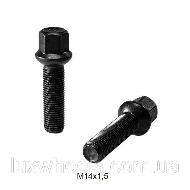Болт колісний Mercedes М14x1,5x45мм Сфера R14 Чорний цинк Ключ 17 Farad (Італія), фото 1