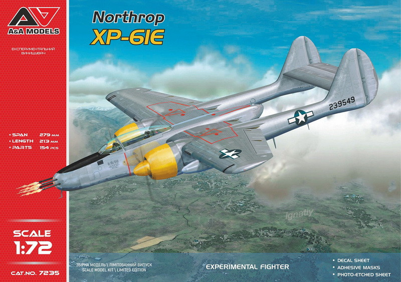 Пластикова модель 1/72 A&A Models 7235 американський нічний винищувач Northrop XP-61E