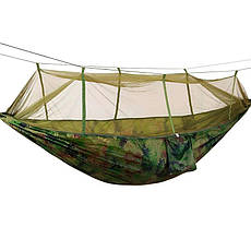 Туристичний підвісний гамак 263х135 см, з москітною сіткою + кріплення, Камуфляж (JS), фото 3