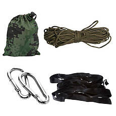 Туристичний підвісний гамак 263х135 см, з москітною сіткою + кріплення, Камуфляж (JS), фото 4