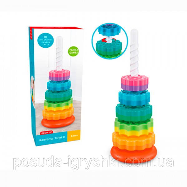 Пірамідка 31403 висота 35,5см, гвинтова пірамідка, спіральна пірамідка, кільця (текстурні), в коробці 13,5-36-8см, фото 1