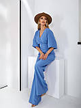 🔥 Стильний жіночий комбінезон із льону блакитний, фото 2