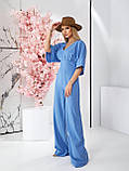 🔥 Стильний жіночий комбінезон із льону блакитний, фото 3