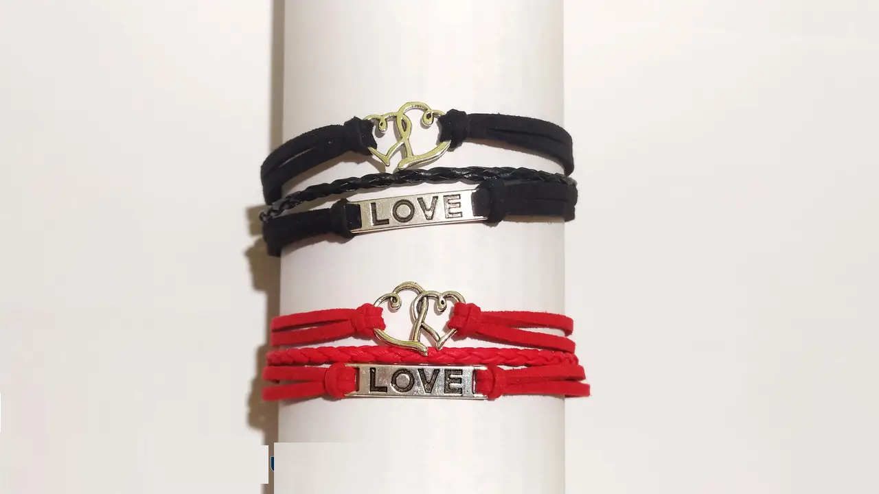 Парні браслети подвійне серце Love для закоханих, фото 1