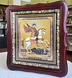 Ікона Святий Георгій Побідоносець у темному фігурному кіоті під склом, розмір кіота 26*23, сюжет 15*18., фото 2