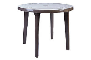 Стіл круглий пластиковий (коричневий) 90 см