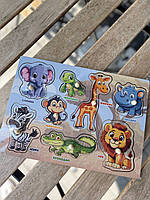 Дерев'яний сортер-вкладиш "Африканські тварини" Puz-88742 PuzzleOk, фото 3