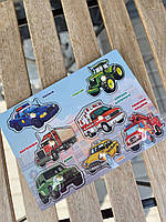 Дерев'яний сортер-вкладиш "Машинки" Puz-88743 PuzzleOk, фото 3