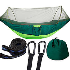 Кемпінговий туристичний складний гамак з москітною сіткою і дугами V2 Зелено-салатовий, фото 2