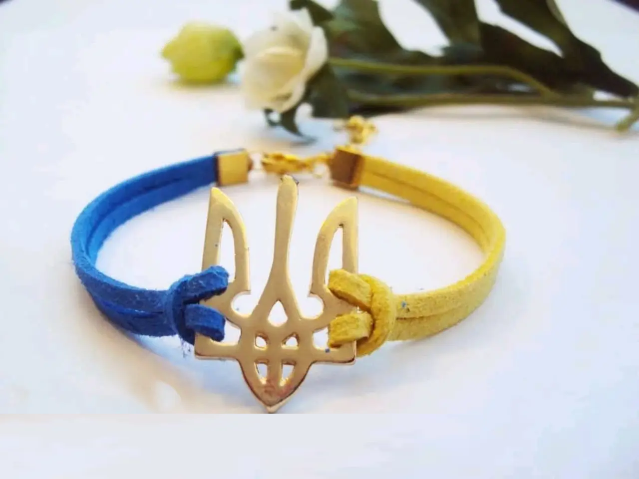 Браслет тризуб герб України Україна жовто-синій шнур, фото 1