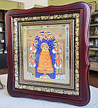 Ікона Прибавлення Розуму Пресвята Богородиця в темному фігурному кіоті під склом, розмір 23*26, сюжет 15*18., фото 2