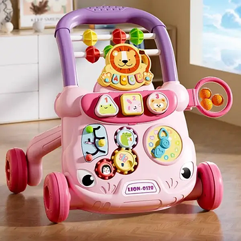 Ходунки-каталка з розвивальним центром Рожеві