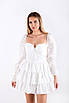 Сукня міні мереживна з довгими рукавами та корсетним ліфом біла 830294 (2000000150475), фото 5
