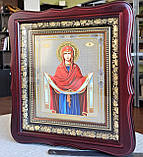 Ікона Пресвята Богородиця Покров у білому фігурному кіоті під склом, розмір 24×21, сюжет 15*18., фото 4