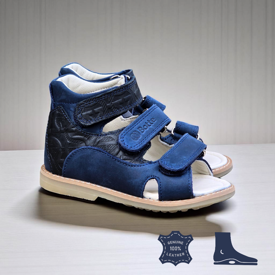 Дитячі шкіряні ортопедичні сандалії на хлопчика з супінатором 24 розмір, фото 1