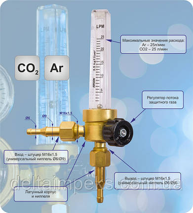 Ротаметр 25 Ar/CO2 ДМ, фото 2