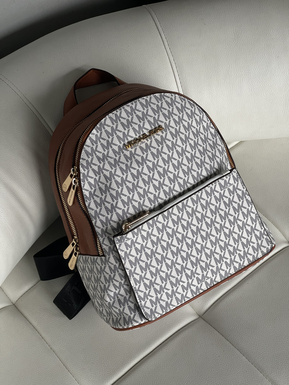 Рюкзак Michael Kors Kenly Medium Adina біло-коричневий Е, фото 1