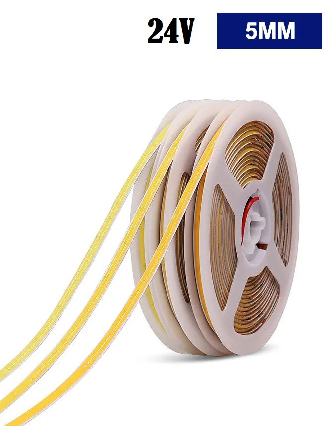 Світлодіодна стрічка LEDTech COB/FCOB 24v суцільного світіння. Теплий білий 3000К преміум. 5 мм ширина
