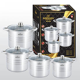 Набір каструль з нержавіючої сталі (7 л, 9 л, 11.5 л, 13.5 л)