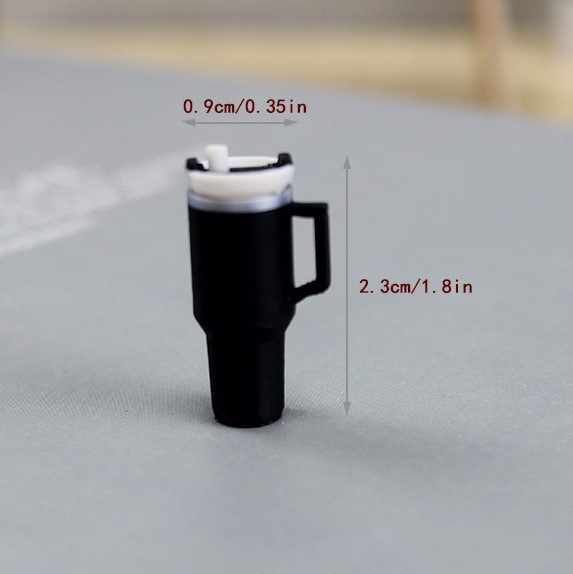 Мініатюра чашка з кришкою і трубочкою 2.5 см Чорна, фото 1