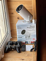 Проєктор Led Projector M300 MAX/HY300 4k UHD для домашнього кінотеатру з 2 джойстиками для ігор Android 11+карта