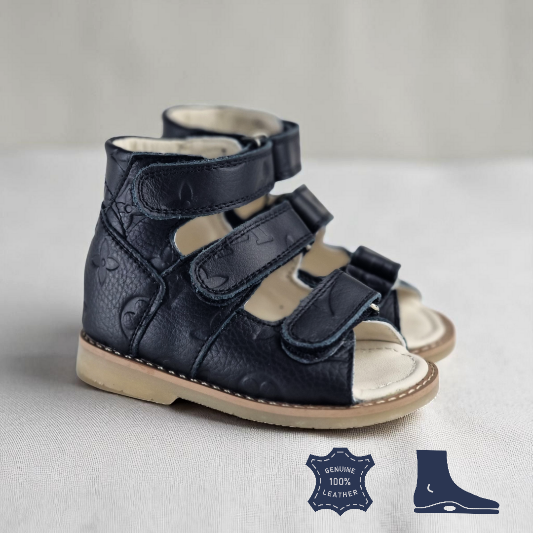 Дитячі високі ортопедичні босоніжки з фіксуючим задніком на липучках 24 розмір, фото 1