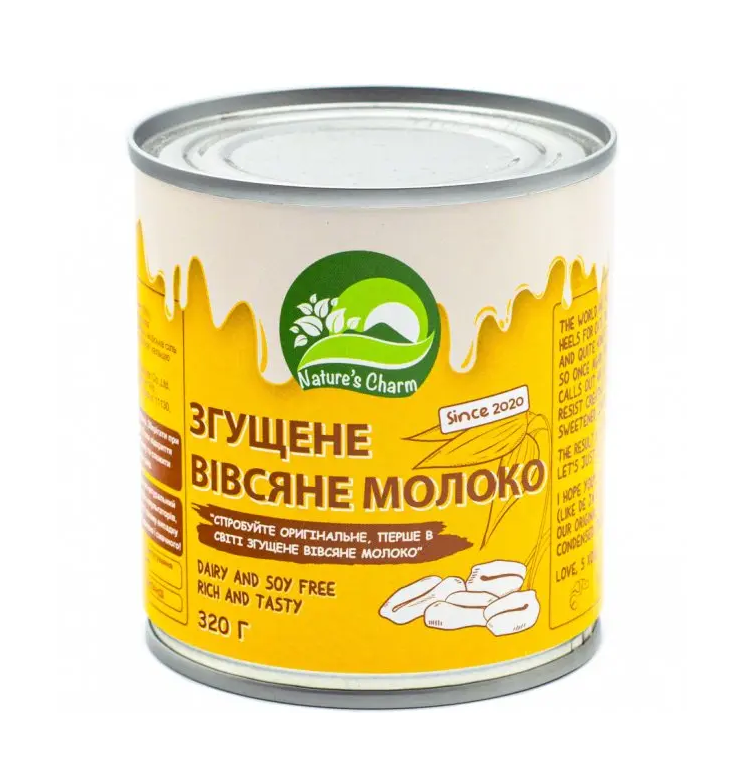 Згущене вівсяне молоко без глютену та лактози Nature's charm, 320 г