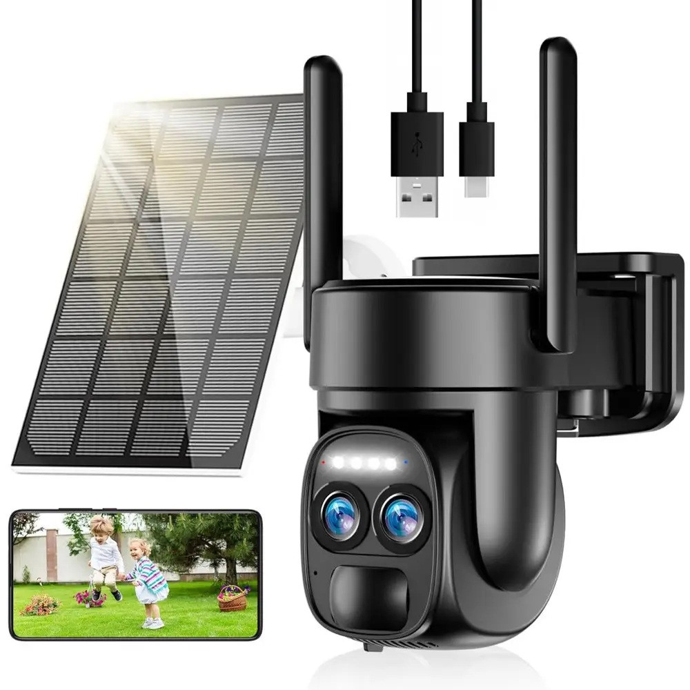 Камера відеонагляду 4G з сонячною панеллю SZSINOCAM QG6, Full HD 1080P, нічне бачення, датчик руху, бездротова вулична камера