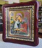 Ікона Стягнення Загиблих Пресвята Богородиця у темному дерев'яному кіоті, розмір кіота 23*26, сюжет 15*18., фото 2