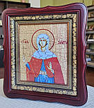 Ікона іменна Свята Злата в темному фігурному дерев'яному кіоті під склом, розмір кіота 26*23, сюжет 15*18, фото 2