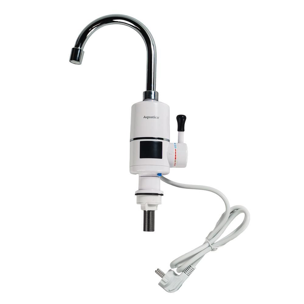Кран-водонагрівач проточний s96 3.3кВт для кухні вилив вухо на гайці з індикатором і термостатом AQUATICA (9796133), фото 1