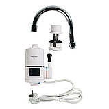 Кран-водонагрівач проточний s96 3.3кВт для кухні вилив вухо на гайці з індикатором і термостатом AQUATICA (9796133), фото 4