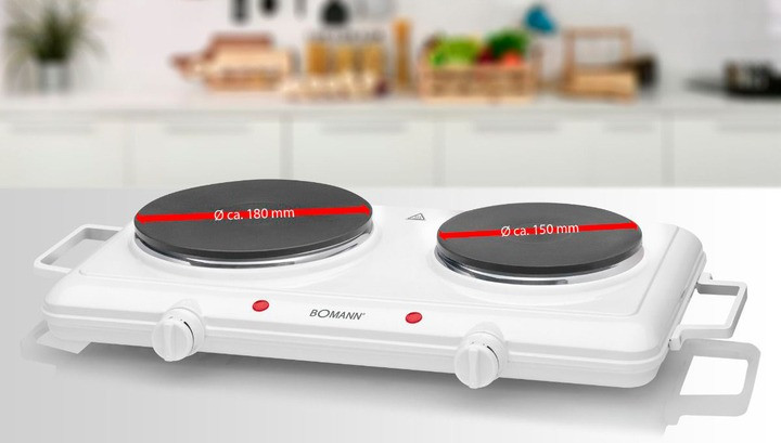 Настільна електроплита 1500Вт Bomann DKP 5028 двоконфорочна компактна плита, фото 1