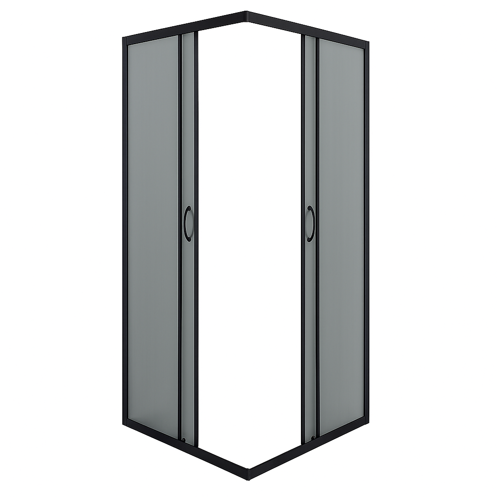 Душова кабіна Vivia BLACK Aqua Grey HL 90x90x195 квадратна БЕЗ ПІДДОНА, фото 1