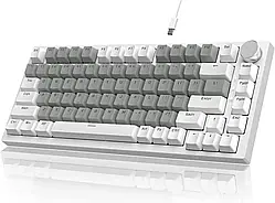 Ігрова механічна клавіатура AJAZZ AK820 White-Grey з Hot-Swap, білим підсвічуванням та Yellow Switch