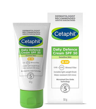 Cetaphil Daily Defence Mineral SPF 50 - легкий мінеральний сонцезахисний крем, 50 мл