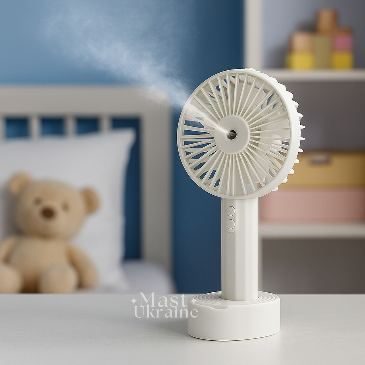 Вентилятор ручний акумуляторний Kinzo Cooling з ефектом зволоження повітря та підставкою COOL-001