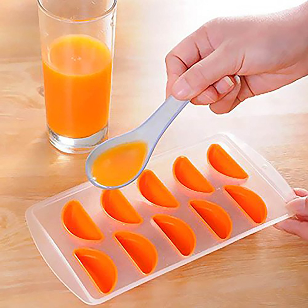 Форма для льоду «Дольки апельсина» із пластику, 10 комірок, 21,6×11×2,5 см