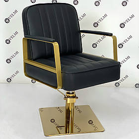 Перукарське крісло Bronx на квадратній золотій базі