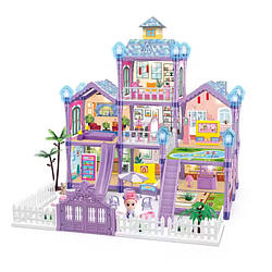 Конструктор кукольный домик с мебелью и куклой 219 предметов, подсветка