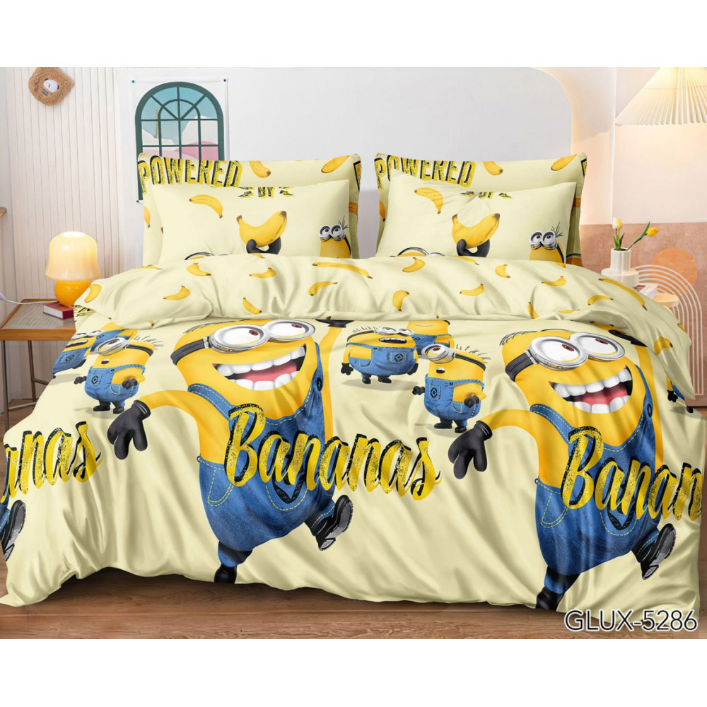 Міньйони Банани - Бязь Gold - Євро комплект постільної білизни, фото 1