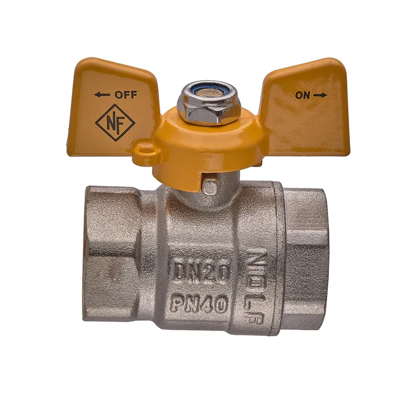 Кран кульовий Nolf classic NFC.712-08-3/4" FF ГГМ YELLOW, ручка "метелик" жовта (NF3135), фото 1