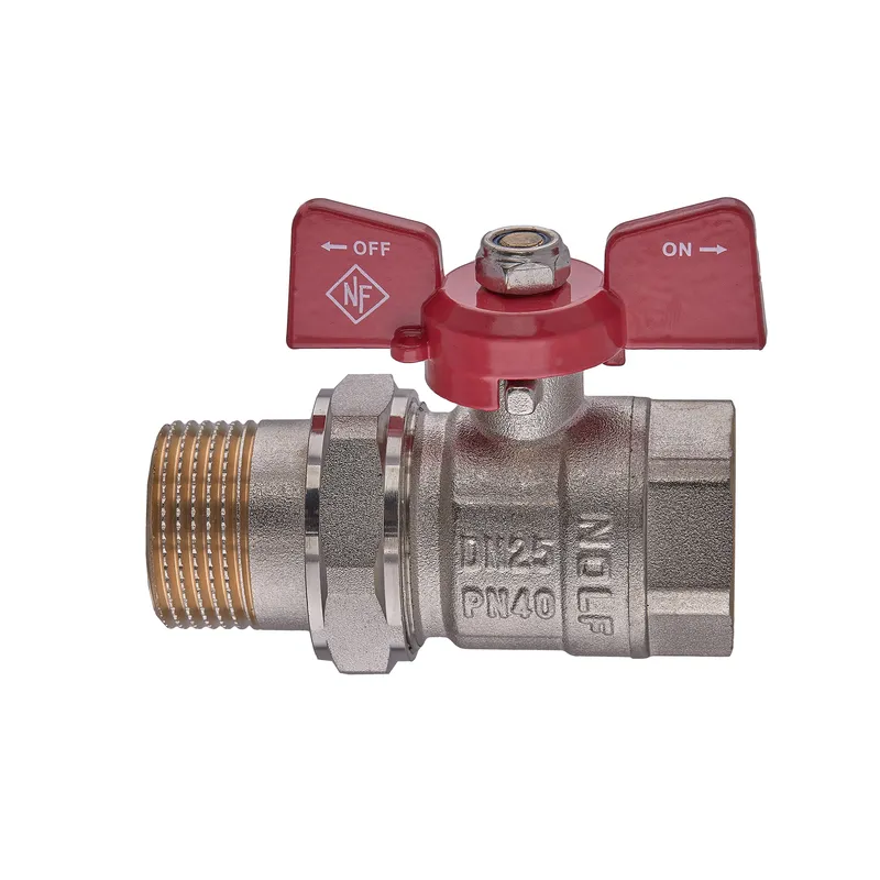 Кран з американкою Nolf classic NFC.921-10-1" FM ГШМ, ручка "метелик" червона (NF3152), фото 1